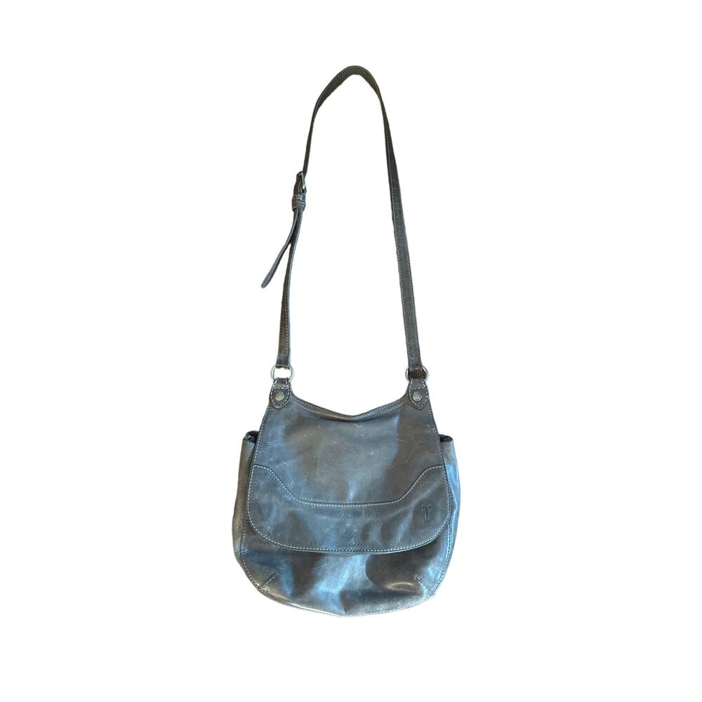 Frye 34DB130 Melissa Saddle Leather Purse Bag Distressed Gray Crossbody